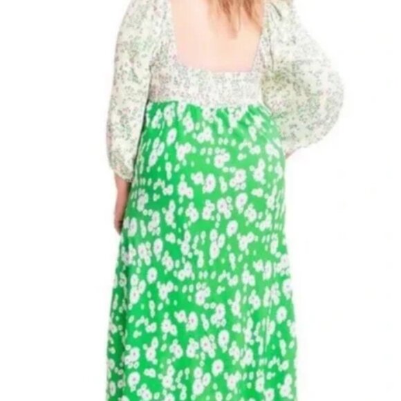 RIXO x Target Green Daisy Quarter Sleeve Midi Summer Dress 24/26‎ NWT NW! - Picture 2 of 4